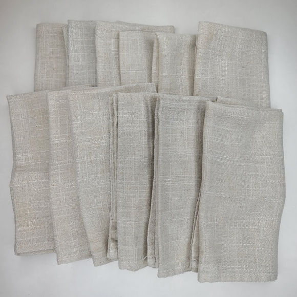 Saro Lifestyle Solid Color Linen Blend Set of 12 Natural, 20" - Picture 4 of 9